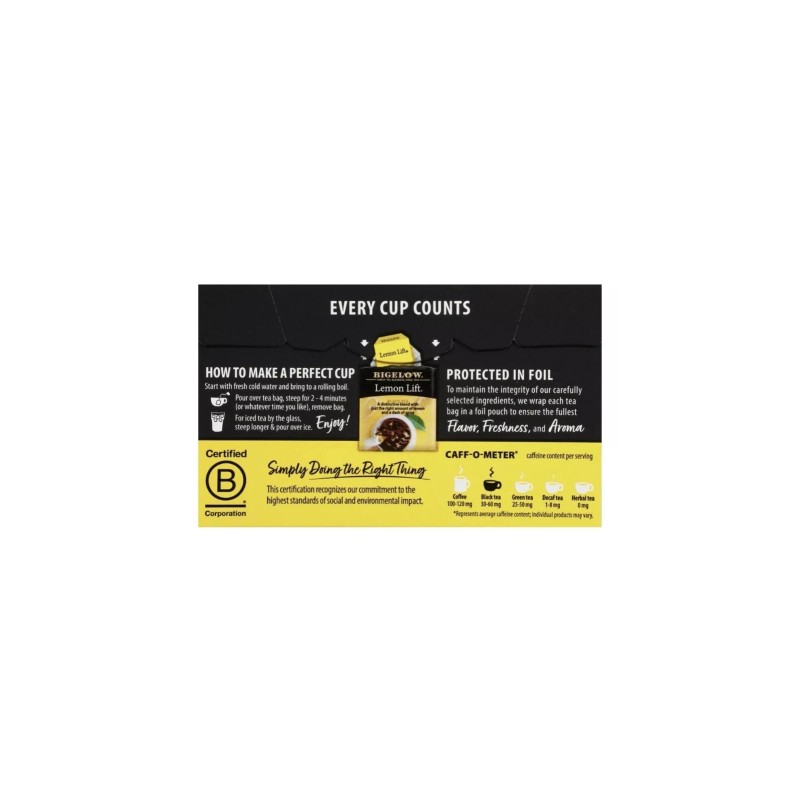 Bigelow Lemon Lift, Black Tea Bags, 20 Count Exp:06/2027