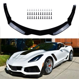 AOKAILI Front Bumper Lip Spoiler Compatible with 2014-2019 Corvette C7 Z06，4Pcs Glossy Black Front Car Bumper Lower Lip Chin Spoiler Protector Kit Bumper Corner Spoiler