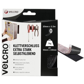 Velcro VEL-EC60245 50mm x 2.5m Brand Heavy Duty Stick On Tape - Black