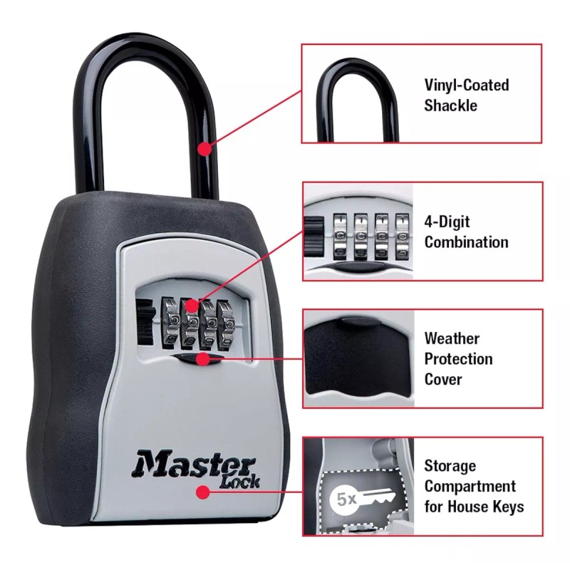Master Lock Kit 2x Candados Caja Llaves Grillete Puerta Master