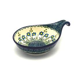 Polish Pottery Spoon/Ladle Rest - Blue Spring Daisy