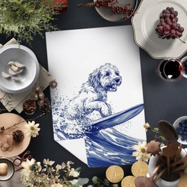 FITIE Funny Surfing Dog Kitchen Towels, Goldendoodle Gifts, Beach Hand Towels for Bathroom, Coastal Nautical Dish Tea Towels for Kitchen Decor, Dog Lover Gifts, Coastal Beach Bathroom Decor,16x24 Inch