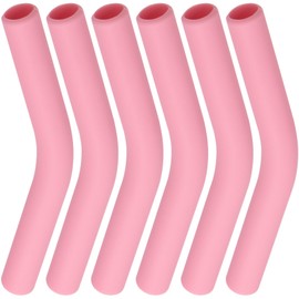 YALOJE 6pcs Food-Grade Silicone Straw Tips, Reusable Metal Straw Elbows Tips, Temperature Resistant Rubber Straw Covers Replacement Tip for 5/16" Stainless Steel Straws - Pink