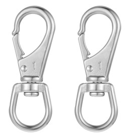Xindojuz 2 PCS Flag Clips for Flagpole, Swivel Snap Hooks Stainless Steel Carabiner Heavy Duty Garden Flag Clips for Dog Leash, Boat Rope, Keychains, Swings (3.43 Inch, Silver)