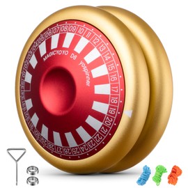 MAGICYOYO D6 Multifunctional Looping Yoyo for Kids 8-12, Responsive Yoyo with Multiple Play Ways, Beginner Yo-yo with Fingerspin Function, 2A Trick Yo Yo for Kids, Adults ( Golden with Red Cap)