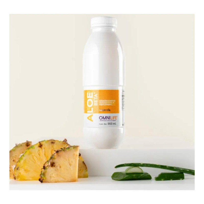 2 Botellas De Aloe Beta Sabor Píña Bote 960ml Piña