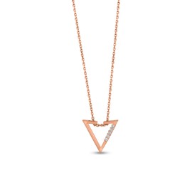 Oarra Gold Necklace For Women - 14k Gold Plated Pendant Necklace Jewelry Set - 0.6ct D/vvs1 Simulated Diamond Necklace - Triangle Chevron Hypoallergenic Silver Necklace - Best Gift For Anniversary Or Birthday (Rose Gold)