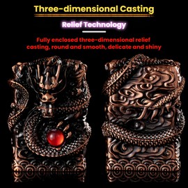 NINSI Refillable Kerosene Lighter - Vintage Dragon Design, Windproof Soft Flame Trench Lighter for Men & Women, Collectible Antique Gifts (Gold)