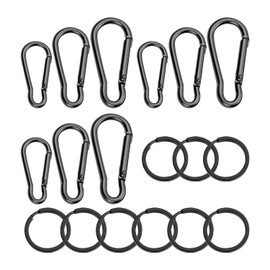 9 pieces of black mountaineering hoist buckles, hoist-shaped spring hooks, hiking keychains, spring hooks for outdoor, camping and backpacking.