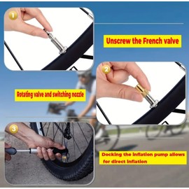 Kjzeex 2pcs Bike Bicycle Pump Adapter Valve Copper Adapter, Gold Bike Pump Adapter Converter, Presta Valve Adapter, Presta to Schrader Valve Adapter for Standard Pump or Air Compressor