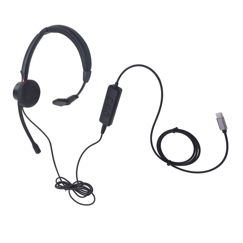 Telephone Headset Noise Canceling Single Ear Comfortable USB C to