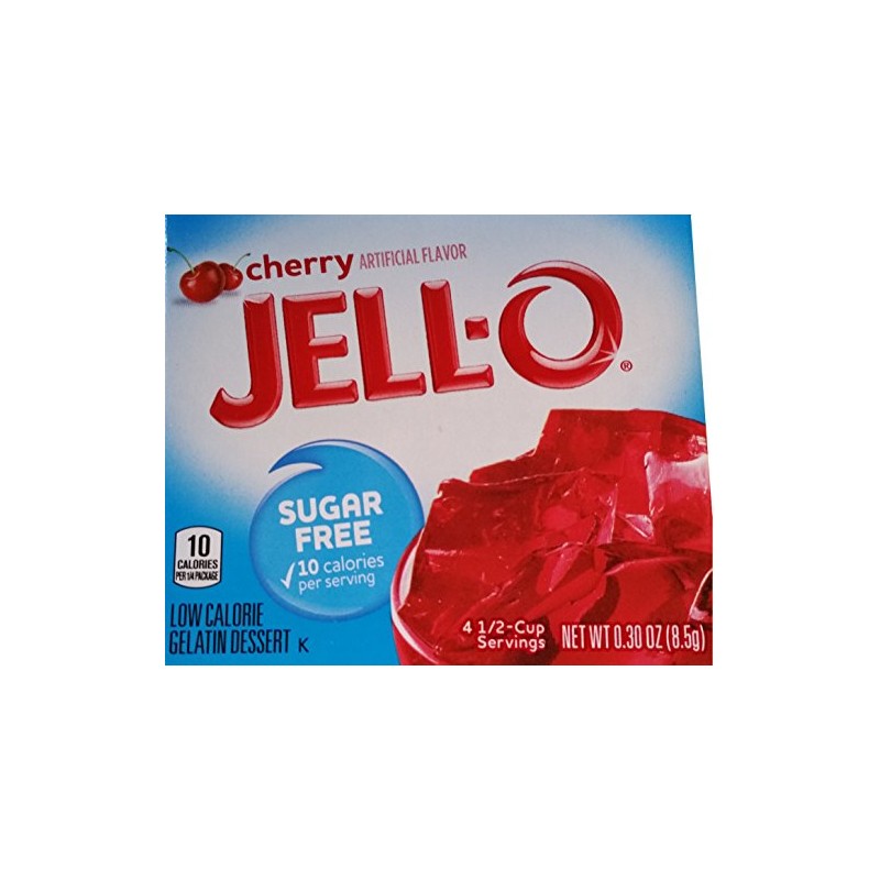 Jell-O Sugar Free Gelatin, Cherry, 0.3 OZ
