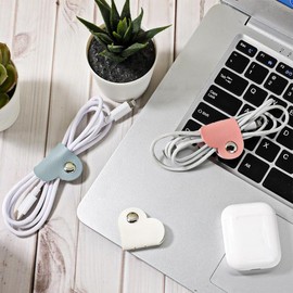 JYNXOR 8 Pcs Datenkabel-Aufbewahrungsclip,Kabelaufbewahrungsbox,Ohrhörerhalter,Kopfhörerkabelaufwicklung,Tragbarer USB-Kabelhalter aus PU-Leder,Kabel Aufroller,Kabel-Management mit Schnappverschluss