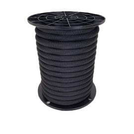 QNR 1/2" Black Shock Cord, Marine Grade Polyester Bungee Cord, 50 ft Spool, UV Resistant Elastic Rope