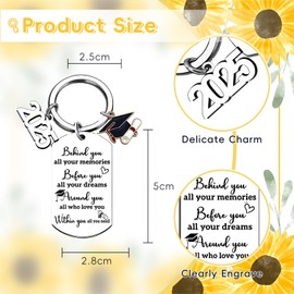 Graduation Gifts for Her Him 2025, Graduation Keychain 2025, Class of 2025 High School Gift for Her Him Inspirational Keychain Senior Student Gifts (Behind You, Silver)