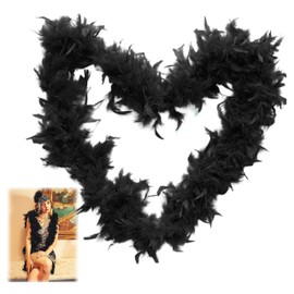 Feather Boa,Fancy Dress and Crafts,Party Accessories,Women Fluffy Feathers Boas for Cosplay,DIY Decoration etc(6.6ft) (Black)