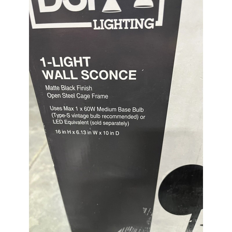 DSI DS19522Z 1-Light Matte Black Wall Sconce Light with Metal