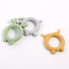 ToiyBosm Baby Teething Toys for Babies 0-6 Months Set of 3，Baby Toys 6 to 12 Months，BPA Free Soft Animals Teether Rings Silicone Teether Relief Soothing Sore Gums，Infant Baby Chew Toys，3-Pack