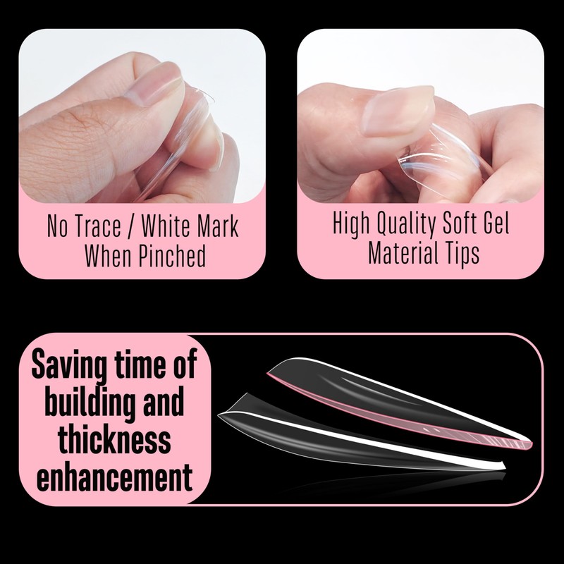 NOVO OVO Sculpted XXL Stiletto Nail Tip for Curved Nails,