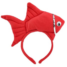 Meiliyizu Unisex Cartoon Headband Stuffed Fish Shape Hair Hoop Plush Party Headpiece Hairband Party Cosplay Costume Props, Red