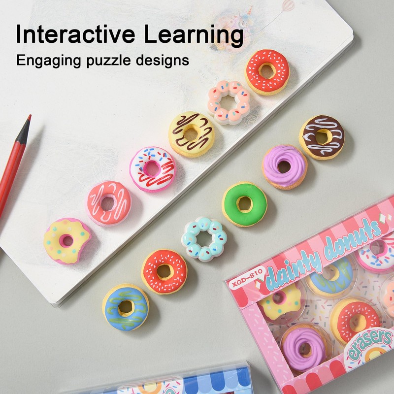 HILAZA Donut Erasers for Kids Bulk, 24 Pieces 3D Cute