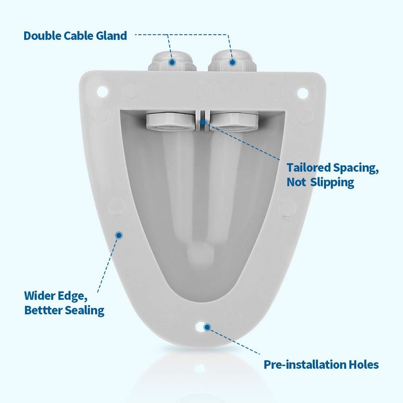 BougeRV Solar Weatherproof Double Cable Entry Gland, Cable Through RV