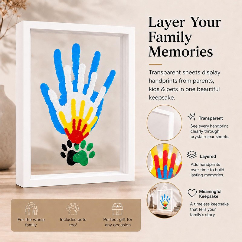 Family Handprint Kit for 4 – Wooden Frame with 4