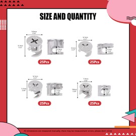 Hilitchi 100 Pcs 4 Size Furniture Cam Lock Nut Connectors Fittings, Furniture Connecting Fastener Cabinet Connectors Hardware for Cabinet Drawer (11.8 x 10/14.6 x 11.5/14.7 x 13.5/14.5 x 9.5mm)