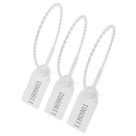 Etiquetas de envío de plástico Pull-Tite de 250 mm con sellos de seguridad desechables numerados (paquete de 100) (color blanco)