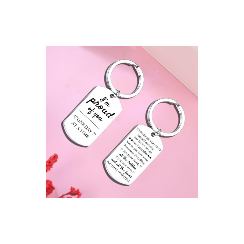 Tihnvk Inspirational Keyring Sober Keychain AA Sobriety Gifts for Men