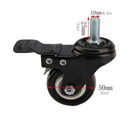 50mm Swivel Castor with M10×100mm Threaded Bar Workbench Replacement Castors PU Wheels for Small Shelves and Furniture Double Bearing Load 150kg 4 Pack (Brake)