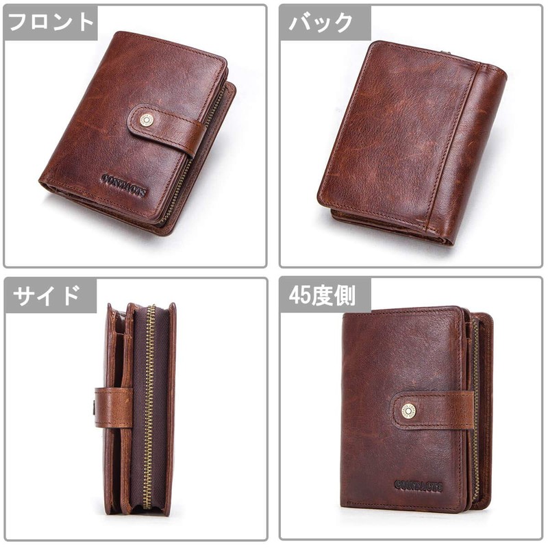 Contacts Men's Bi-fold Wallet, Leather, Wallet, Genuine Leather, Large Capacity,