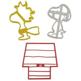 DOG COOKIE CUTTERS. inspired by/Compatible With Cartoon Characters Snoopy The White Beagle Dog, Woodstock The Yellow Bird and Red Doghouse Cookie Cutters (3 Pack)…