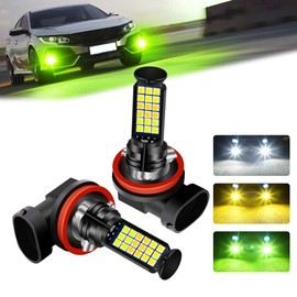 KaiDengZhe LED Fog Lamp, 3 Color Switching, H8/H11/H16, Pure White/Yellow/Lime Green, 36 SMD 3000LM Dimmable, Amber Color, Fanless, 12-24 V, Universal Type, For Cars, Non-Polarity, Easy Installation,