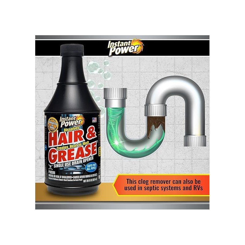 Instant Power Hair & Grease Liquid Drain Opener 20 oz.