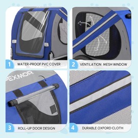 PEXMOR Dog Bike Trailer, Folding Pet Dog Trailer Cart for Bicycle, Bike Cargo Wagon Carrier w/Universal Hitch & 20" Wheel (Deep Blue)