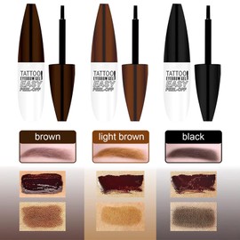 Easy Peel Off Eyebrow Gel Kit, Light Brown Tattoo Brow Gel, Long-lasting Waterproof and Transfer for Women to Achieve Natural Fuller Brows, Suitable for All Skin Types