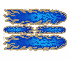 Flames Flame Fire Blue Color Decal Sticker Tuning Racing Sheet Size: 27 x 18 cm for Car or Motorbike