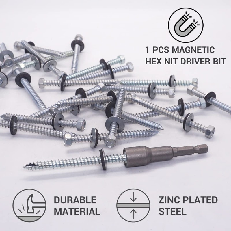 SKIR'CO (Pack of 20) Zinc Plated Roofing Screws 6.5 x