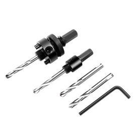 Laiwei 5 Piece Hole Saw Kit Drill Tool, 1 A2 Heavy Duty Mandrel, 1 A4 Mandrel, 2 4341 Steel Bits, 1 Hex Key, Compatible with 14-360mm Hole Saw