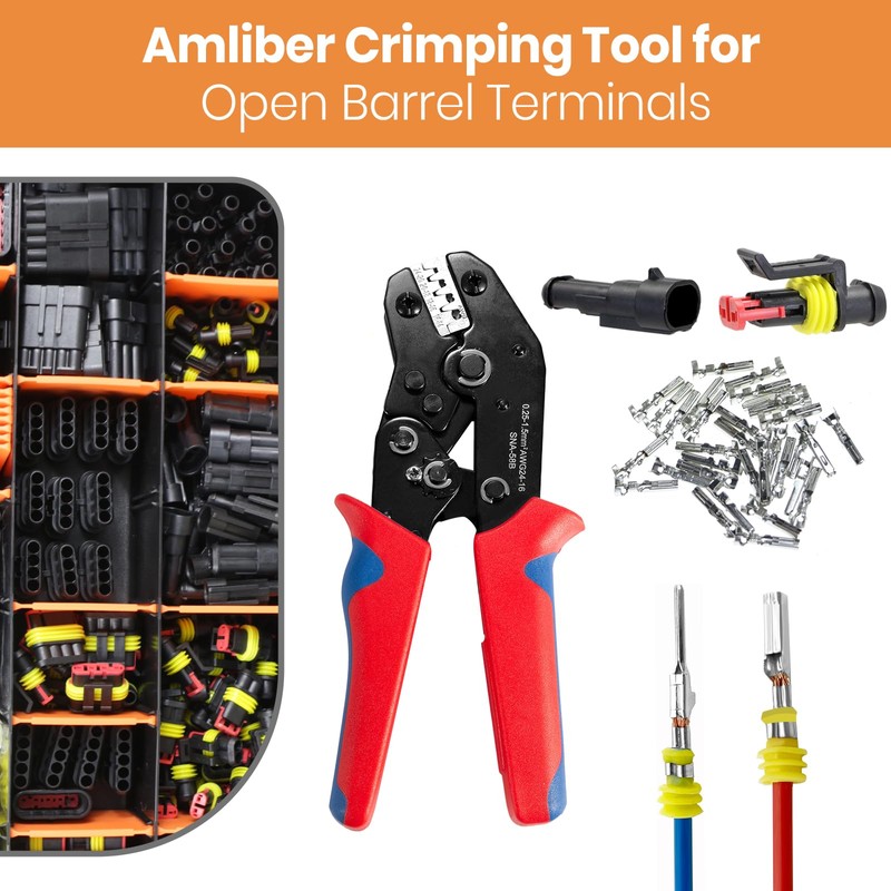 Wire Crimping Tool with Ratchet, Amliber Ratchet Wire Crimper Tool
