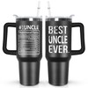 Ceovfoi 40 oz Uncle Tumbler with Handle Lid and Straw,Black