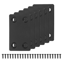 sourcing map 3 Set Flat Repair Plates, 1.5 x 2.36 Inch Stainless Steel Flat Straight Brace Bracket Mending Joining Plates with Screws for Fixing Wooden Furniture Corner, Black