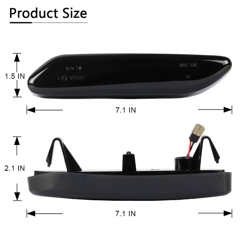 Gempro LED Front Fender Side Marker Lights Assembly Smoke Lens
