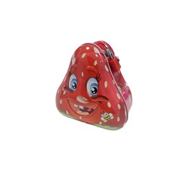 Children's Metal Money Box Funny Design Money Box with Lock and Key for Children Girls (Red Strawberry)