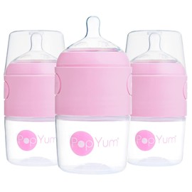 PopYum - Biberón anticólicos para bebé para preparar, mezclar y administrar fórmula, Paquete de 3, 5onzas / 150ml Rosa