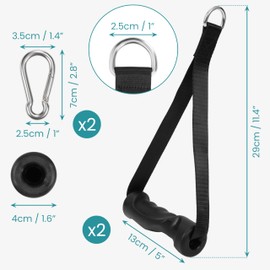 BELLE VOUS Resistance Band Handle, Heavy Duty Exercise Gym Handles For Fitness Workout Bands, Pilates, Tricep Exercise, Strength Trainer, Gym Cable Machine Attachments with 2 Strong Carabiner Hooks