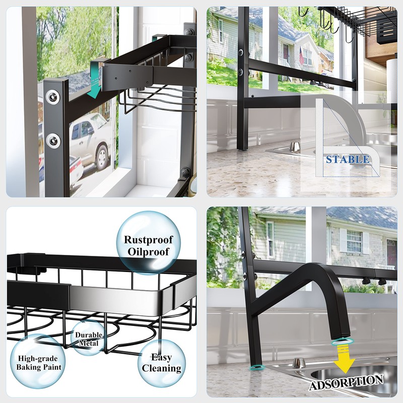 SAYZH Over The Sink Dish Drying Rack, Adjustable (25.5 to