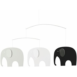 Elephant Party Black Hanging Nursery Mobile - 25 Inches Plastic - Handmade in Denmark by Flensted