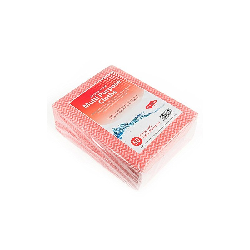 Drinkstuff Antibacterial Cloths Red, CAW-111R, Pack of 50